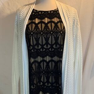 Chic White Open-Front Long Cardigan